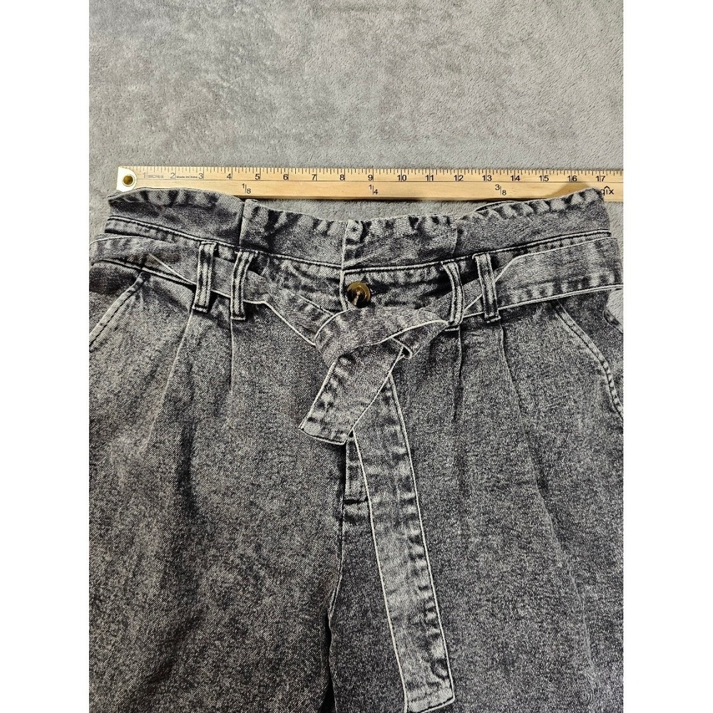 Who What Wear Acid Wash Grey Paperbag Waist Tapered Jeans 14 Tie Belt mom baggy - Picture 4 of 7